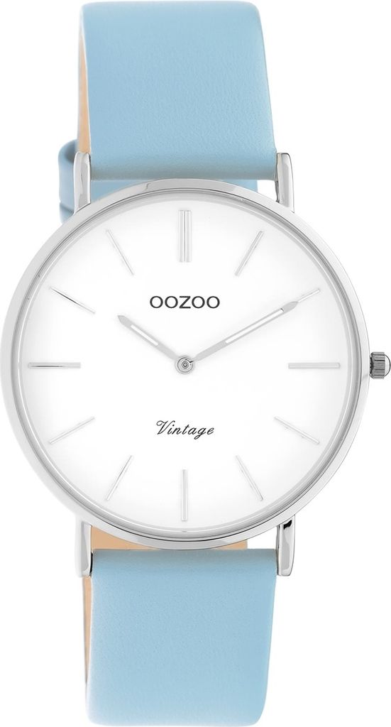 Oozoo Armbanduhr hellblau Leder C20217 Vintage Series Damen Analog-Quarzuhr UOC20217