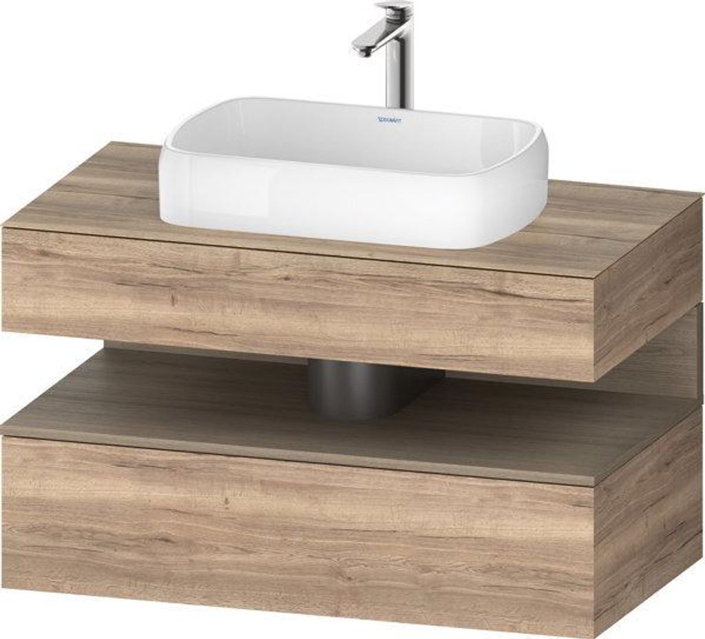 Duravit Qatego Konsolenwaschtischunterbau, 1 Auszug, 1 Schubkasten, Ausschnitt mittig, 1000x550x600mm, Nische Eiche Terra, QA4731035550010