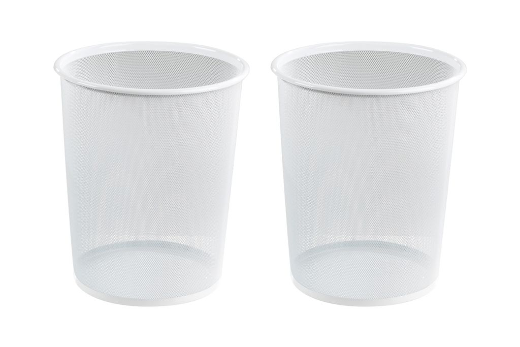 Papierkörbe - 20 Liter - Weiß - Metallgeflecht - 2er Set