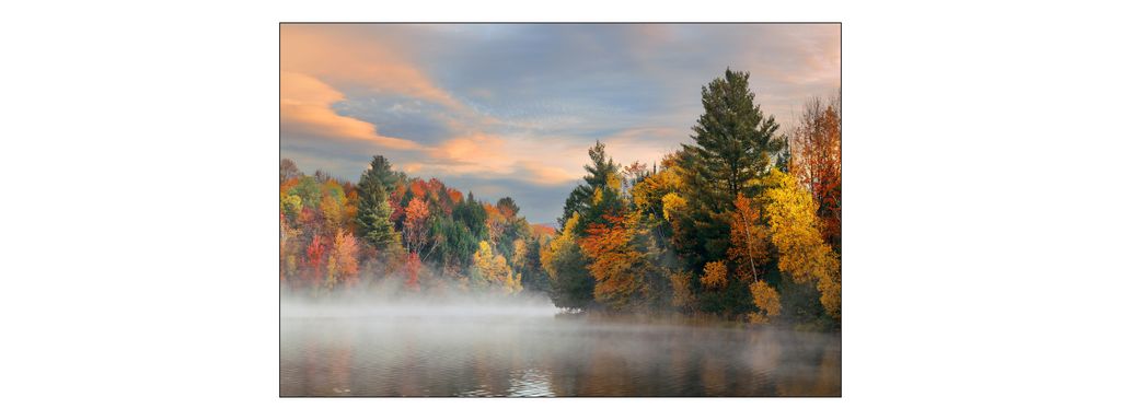 Muralo Fototapete Wald 360 (B) x 240 (H) cm Vlies Tapete Wandtapeten See Nebel Bäume Herbst Wohnzimmer Schlafzimmer moderne Wandbilder XXL Landsch...