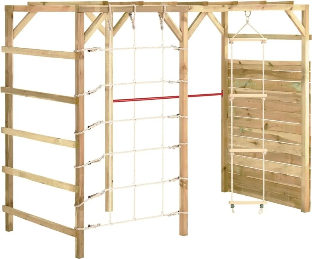 Structure à grimper en bois stable pour aire de jeux sécurisée de jardin