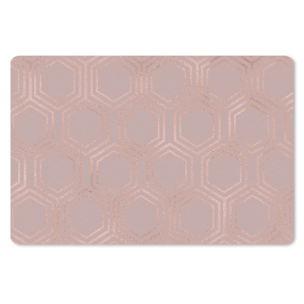 MuchoWow Schreibtischunterlage Muster - Roségold - Rosa 60x40 cm - XXL Mauspad - Großes Mauspad
