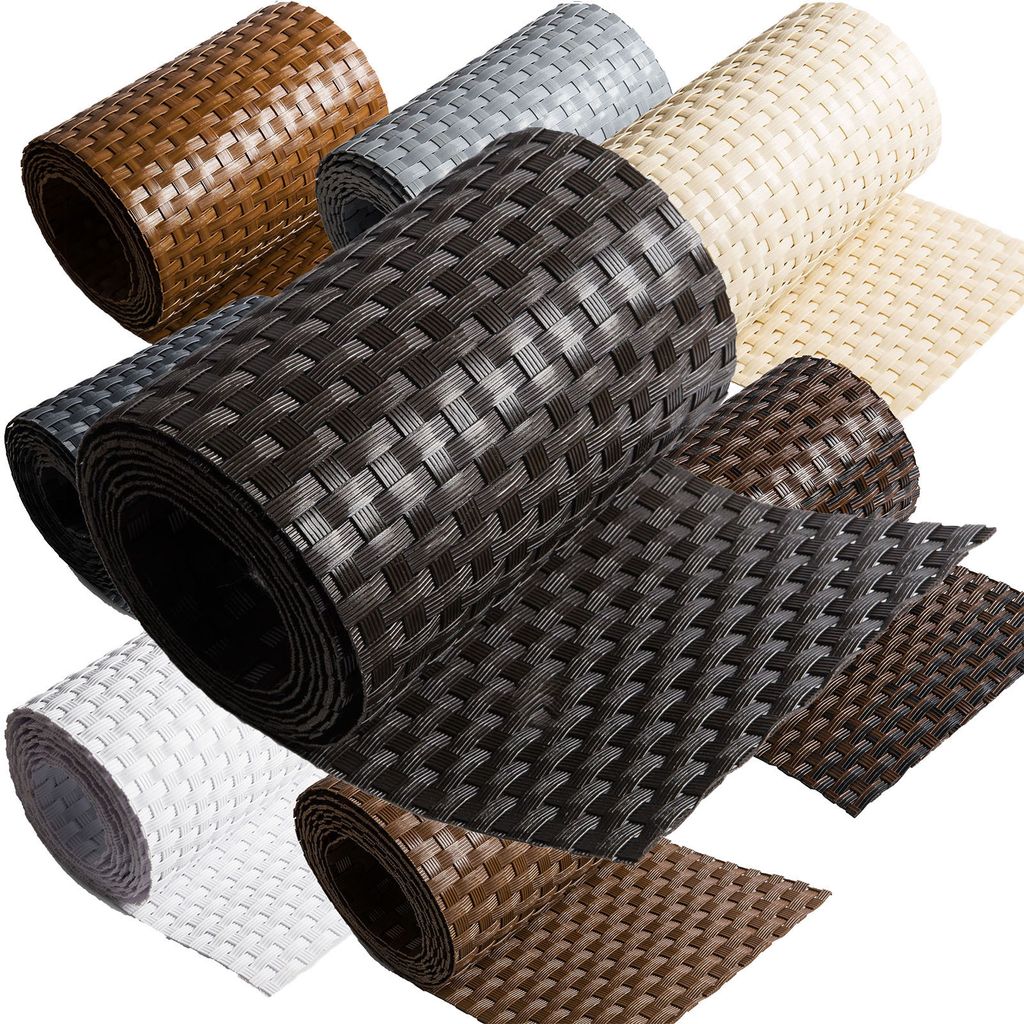 ECI Poly-Rattan Sichtschutzstreifen für Doppelstabzaun 19 | 255cm Dunkel Braun RD02 1 Rolle