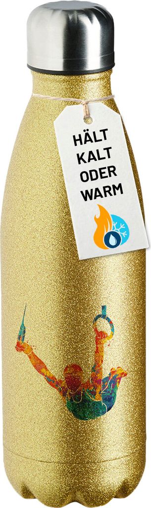 Huuraa Trinkflasche Gymnastik Ringe 500ml Gold Edelstahl Wasserflasche Trinkflasche Geschenkidee