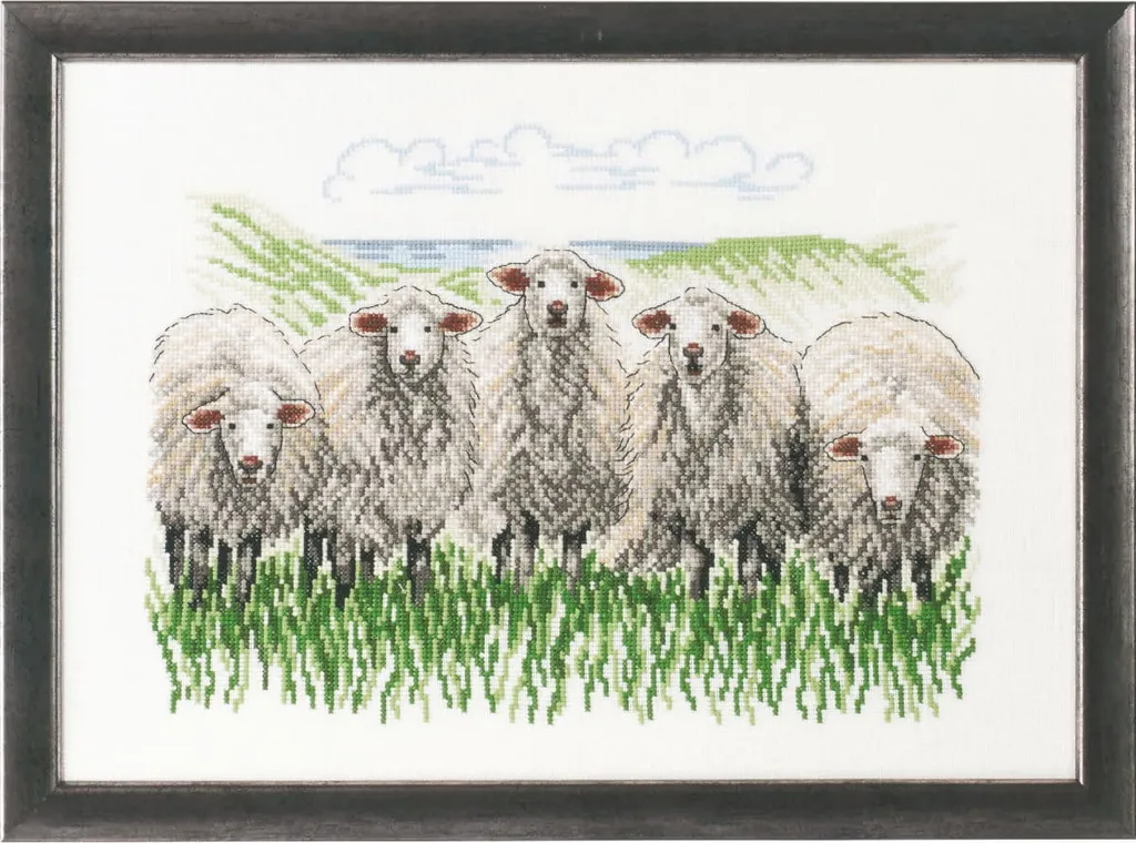 Kit Broderie Point de Croix Complet Permin Schaf pour Débuter Facile