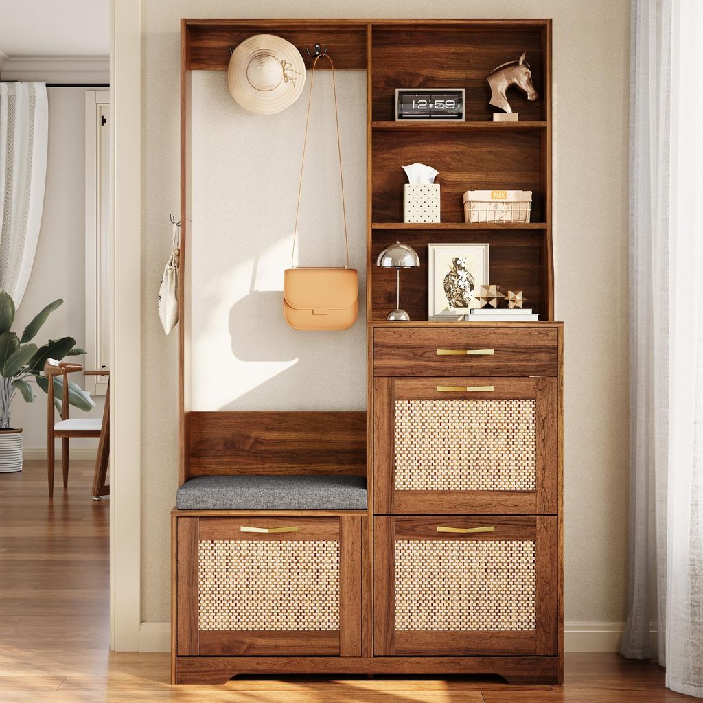 Merax Garderobenschrank mit Sitzbank, Flurgarderobe mit Produktbild 