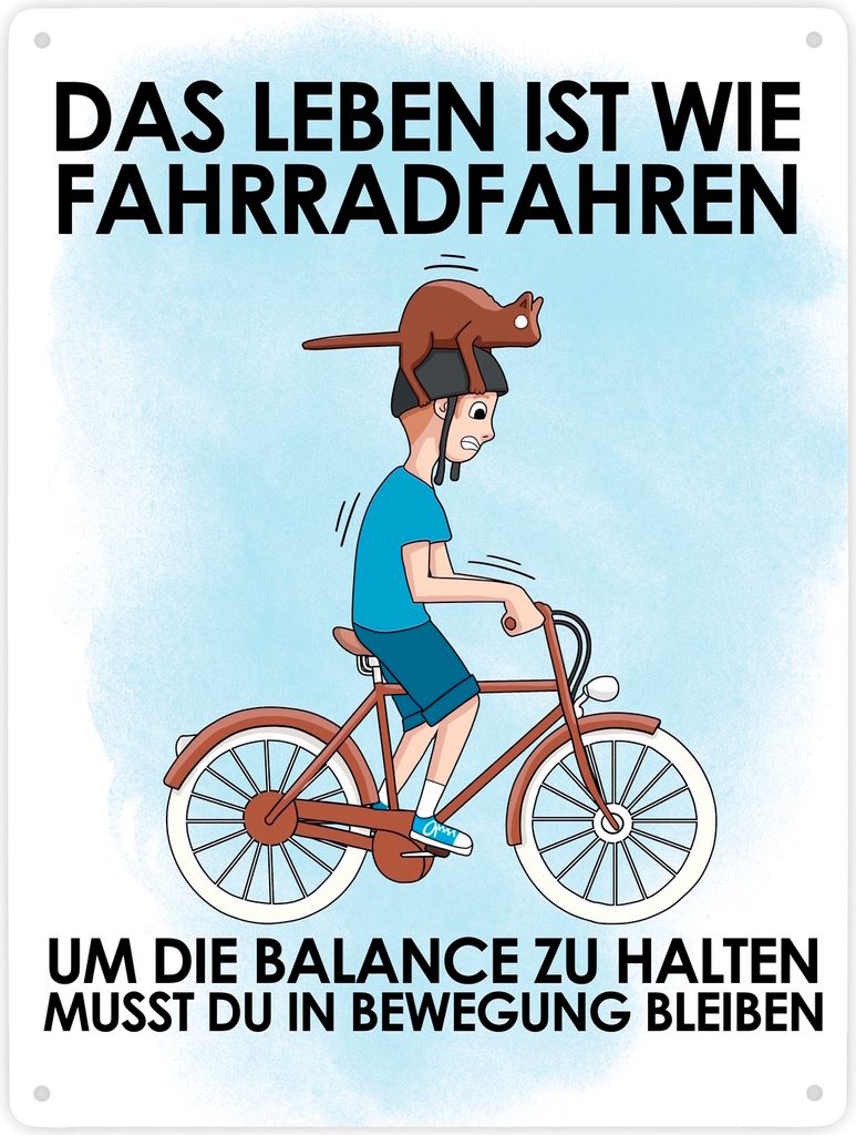 Das Leben ist wie Fahrradfahren Metallschild XXL in 28x38 cm
