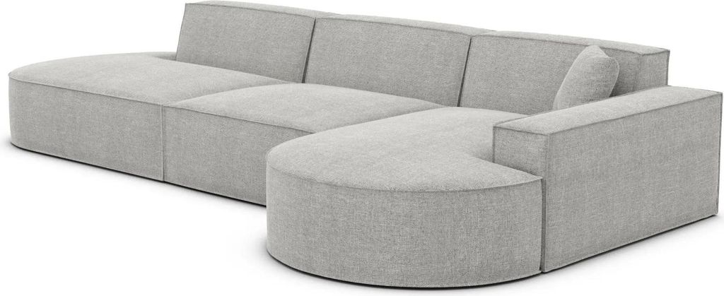 Strukturstoff L-Form Lounge Sofa Brevia Hellgrau Rechts
