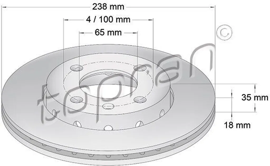 Disque de frein avant TOPRAN 104 027 pour VW Polo 6N et Lupo OE 6N0615301C