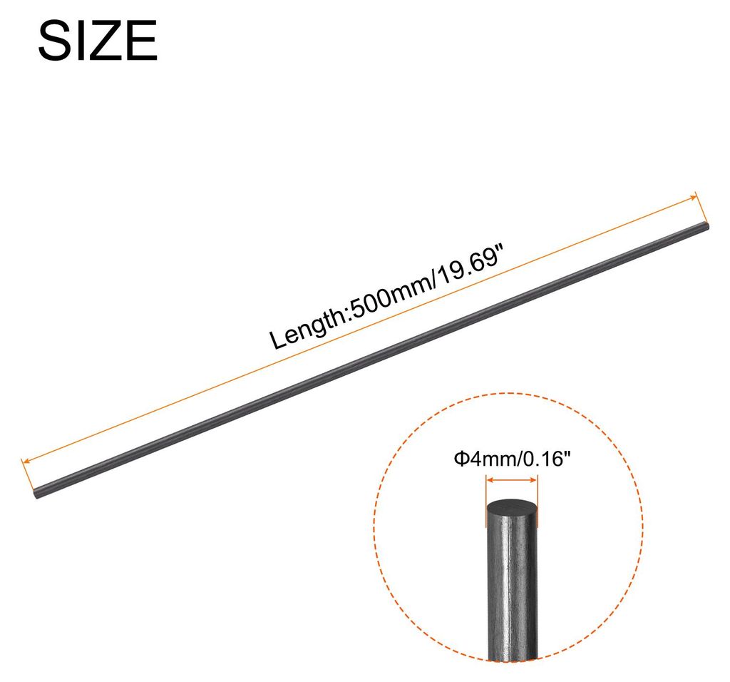 Kohlefaserstab, 4mm x 500mm Kohlefaserstange fš¹r RC Flugzeug DIY Basteln Drachen Flš¹gelrohr Quadcopter Arm Reparatur Pack mit 12 Stš¹ck
