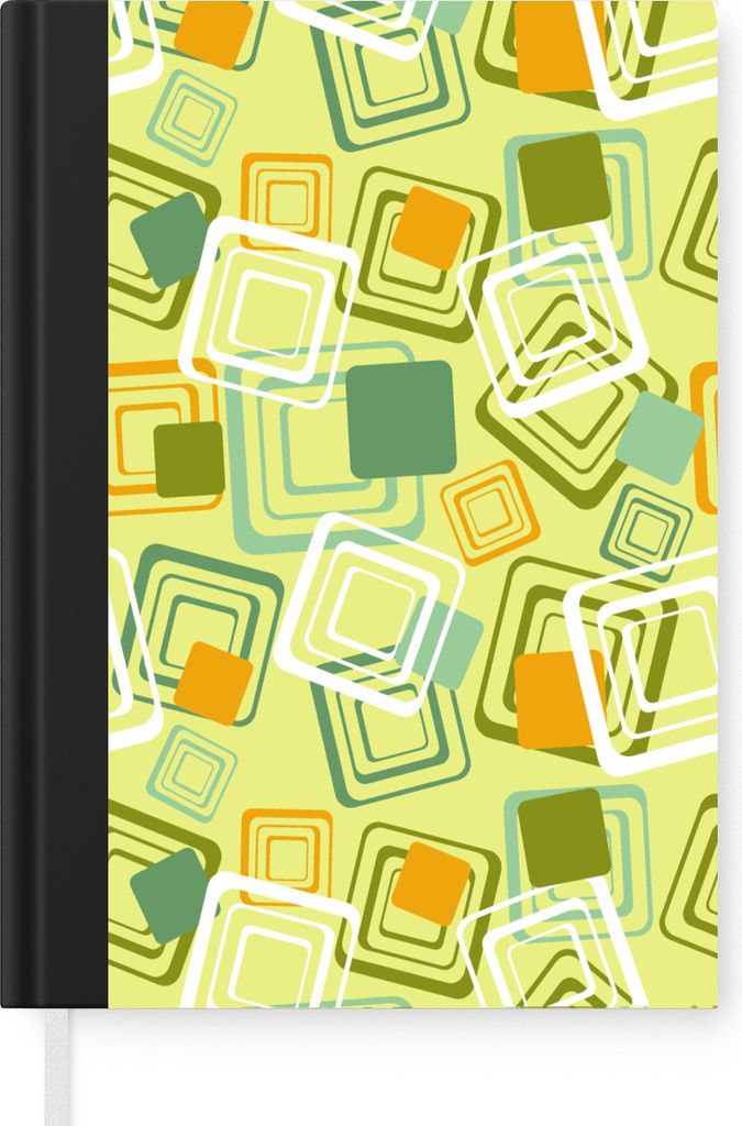 MuchoWow Notizbuch Tagebuch Haushaltsbuch Notebook A5 1970er Jahre - Muster - Abstrakt - Notizblock - Notizheft - Notebook - Schreibblock - Papier