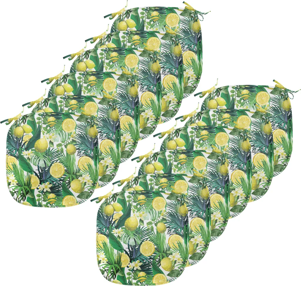 Lot de 12 Coussins de Chaise ABAKUHAUS 40x40 cm Motifs Feuilles Exotiques