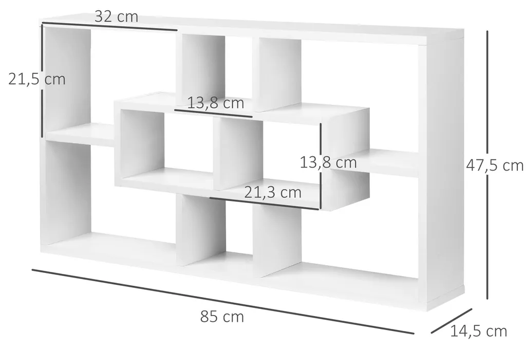 Meuble de Rangement Mural Design Moderne - Bibliothèque 8 Cases Blanche