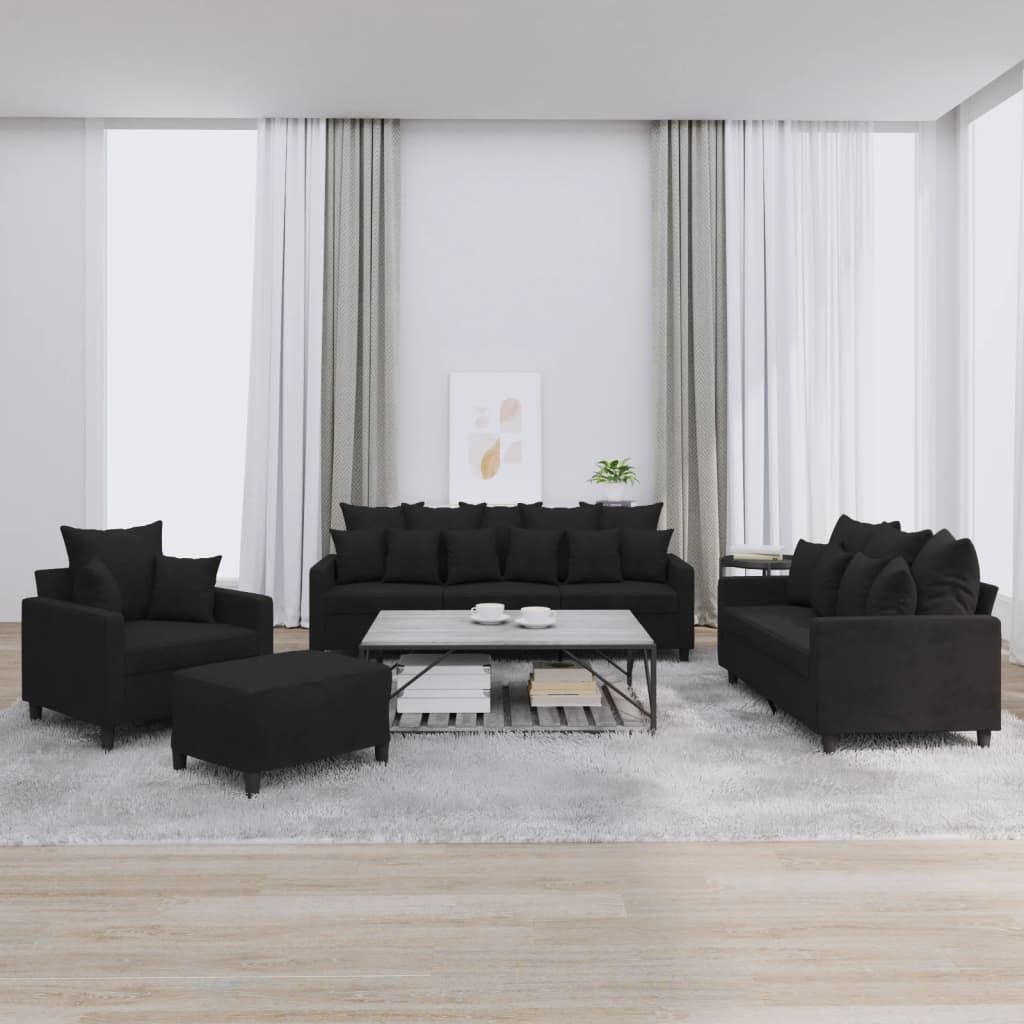 Maison Exclusive - 4-tlg. Sofagarnitur mit Kissen Schwarz Samt