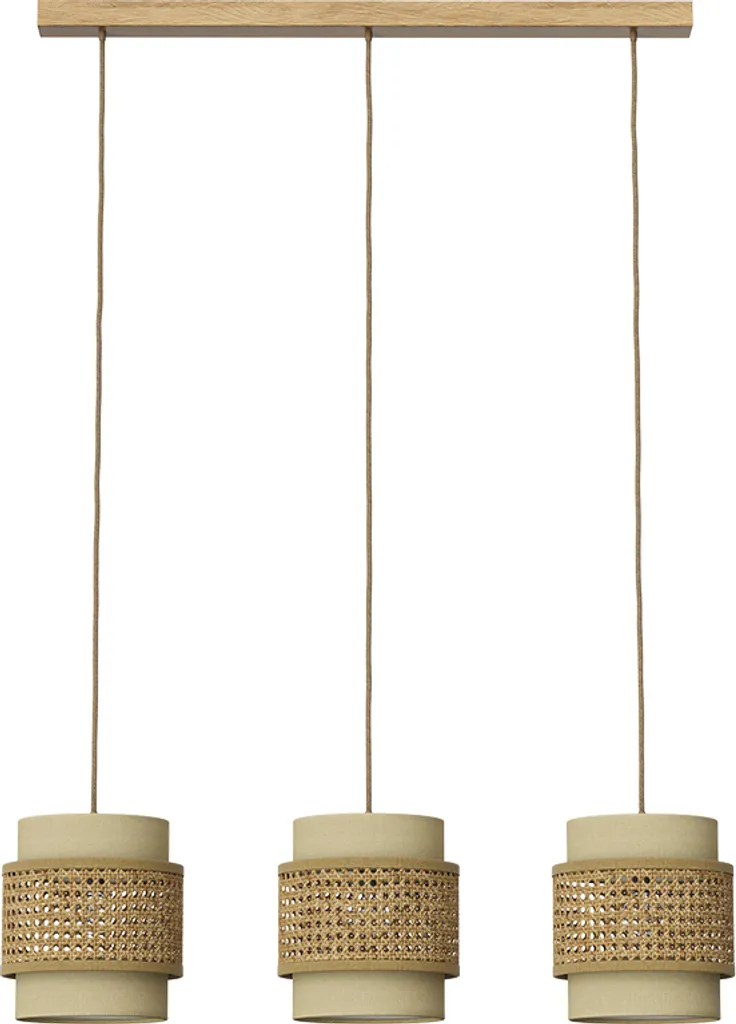 Vicco Morten Lampada Sospensione 3 Luci Rattan Crema 70x120cm E27