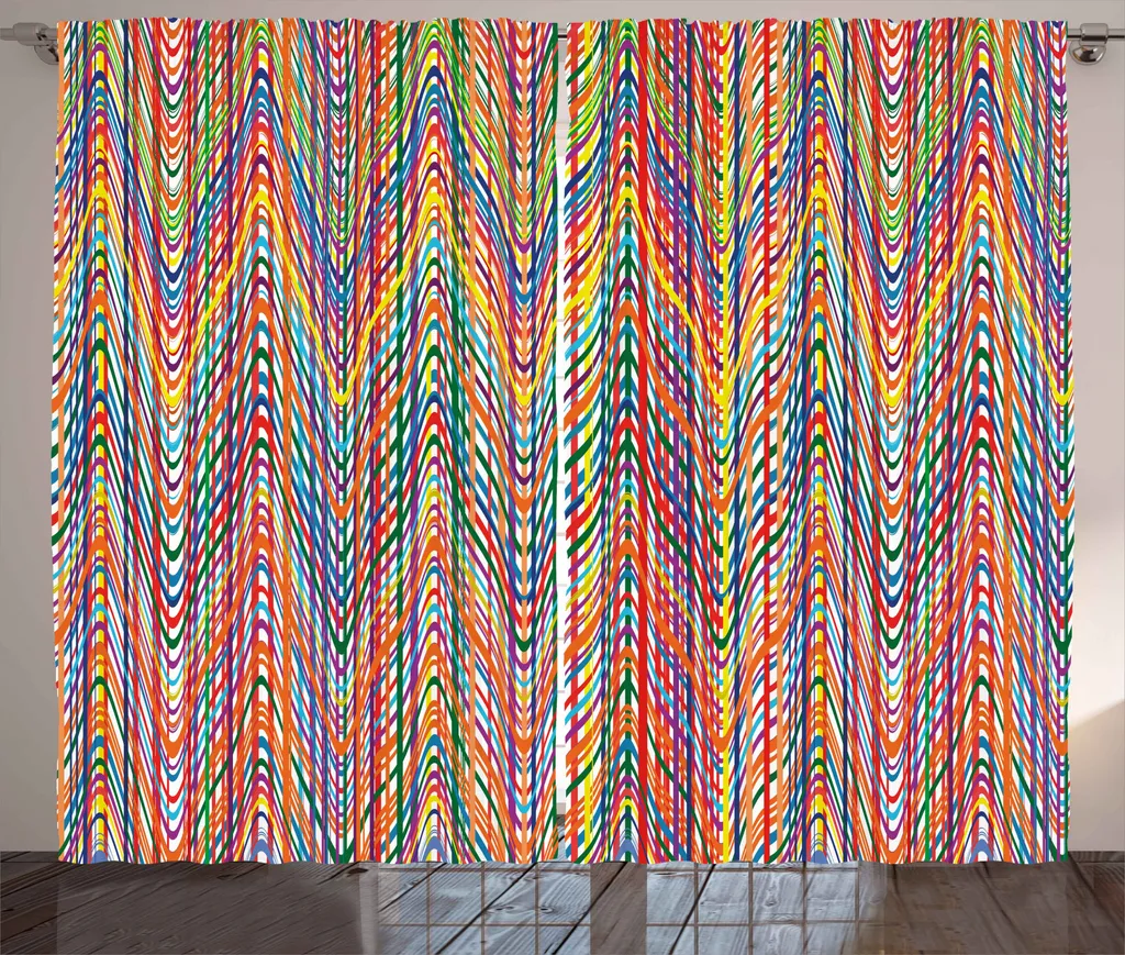 Tenda Astratta Zig Zag Multicolore 280x175 ABAKUHAUS per Soggiorno