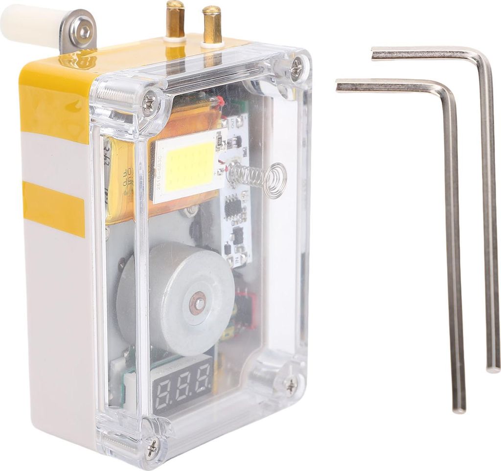 Manueller Handkurbel-Generator Tragbarer Notstrom-Handgenerator USB-Ladefunktion mit Licht Batteriespeicherfunktion für Camping Outdoor