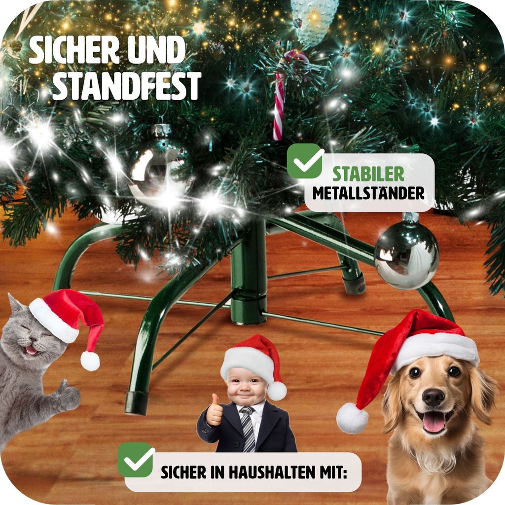 Weihnachtsbaum künstlich mit Zapfen und Metallständer 180cm Produktbild 3