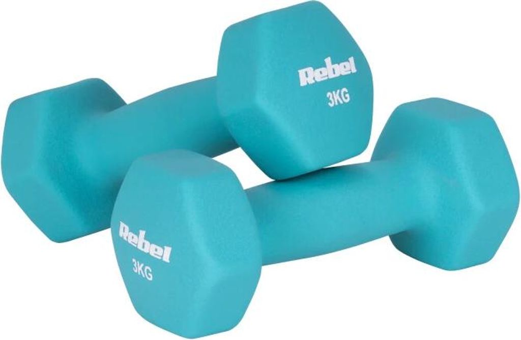 Rebel RBA-2330-3 Neoprénové liatinové HEX činky 2×3 kg, Obrázok produktu 