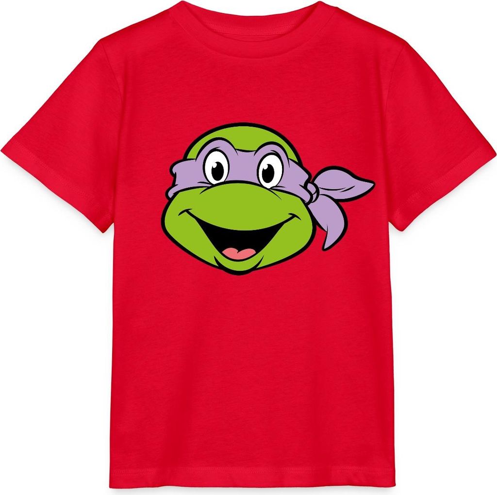 Spreadshirt Teenage Mutant Ninja Turtles Donatello Kostüm Karneval Kinder Basic T-Shirt, 122/128 (7-8 Jahre), Rot