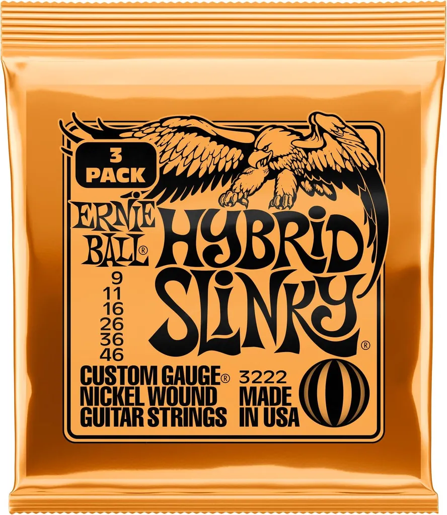 Ernie Ball 3222 Hybrid Slinky 9-46 Cordes Guitare Électrique - Pack de 3