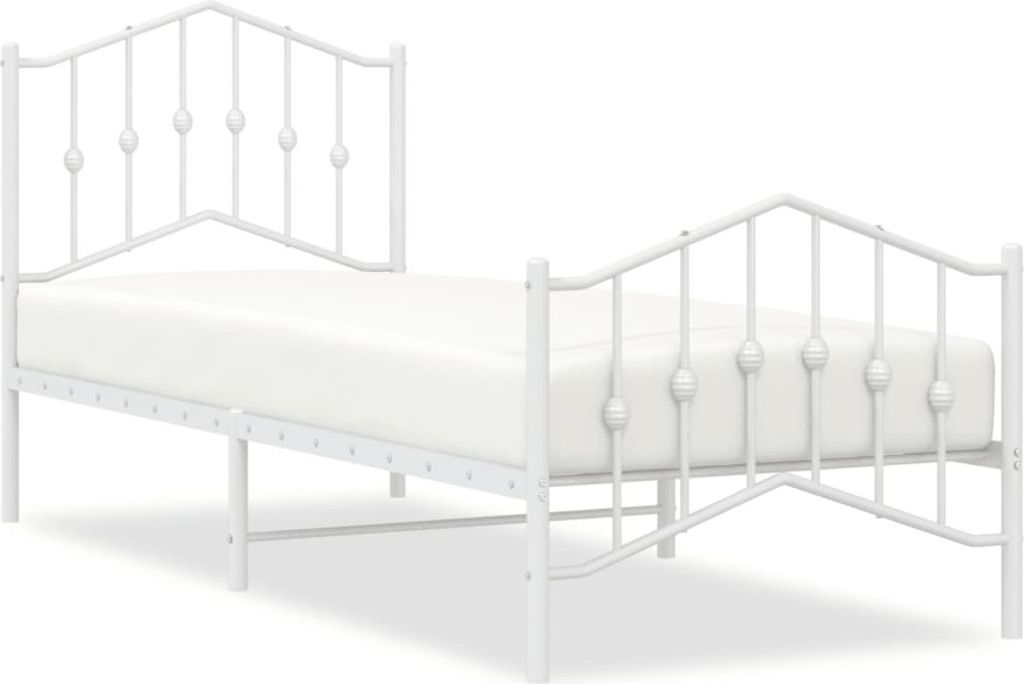 vidaXL Cadre de lit avec tête et pied de lit en métal blanc Image du produit 