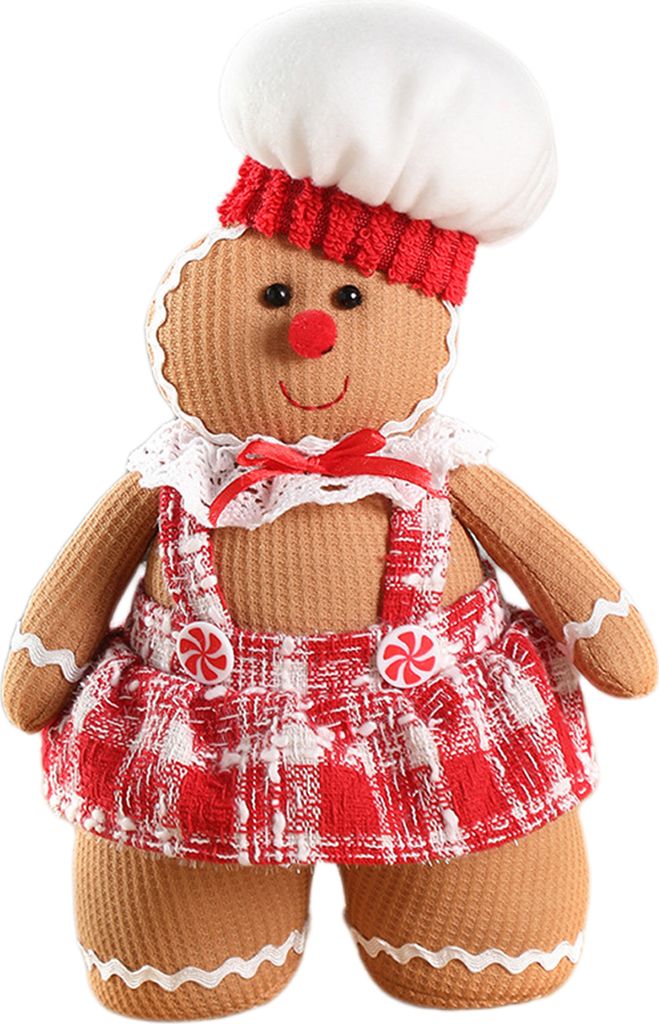 Lebkuchenmann-Puppe aus Plüsch, ausgestopfte Weihnachtsdekoration, weiches Kissen, sitzend, stehend, hängendes Lebkuchenspielzeug für Feiertags-...