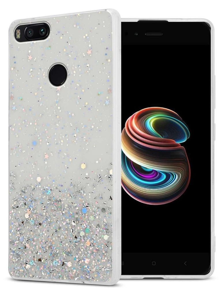 Cadorabo Hülle für Xiaomi RedMi A1 in Transparent mit Glitter Schutzhülle aus flexiblem TPU Silikon mit funkelnden Glitter Case Cover Etui Handy...
