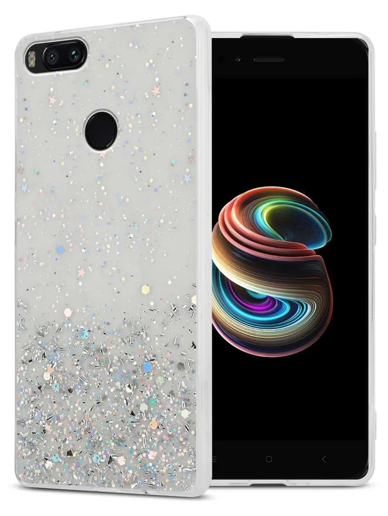 Custodia Cadorabo per Xiaomi RedMi A1 in trasparente con glitter Custodia protettiva in silicone TPU flessibile con glitter scintillanti Custodia cover per telefono cellulare