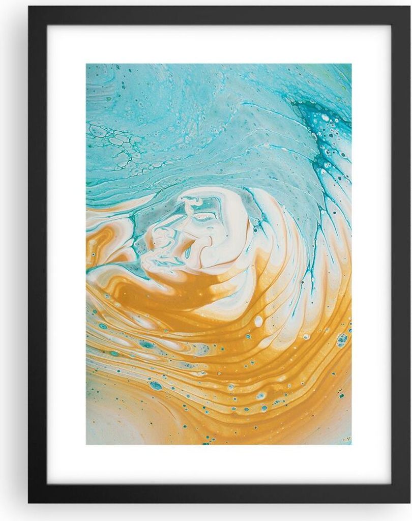 Gerahmtes Poster - Schwarzer Rahmen - Abstraktion verschüttet Farben - 30x40 cm - Wand Bild - Wanddeko - Wandbilder - Kunstposter - Wandposter - B...
