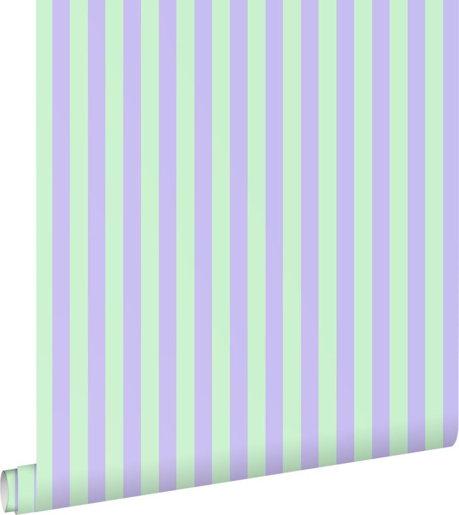 ESTAhome Tapete Streifen Lila und Grün 50 x 900 cm