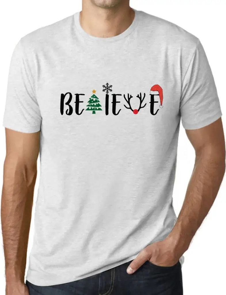Herren Grafik T-Shirt Weihnachten glauben Baum xmas – Christmas Believe Tree Xmas – Öko-Verantwortlich Vintage Jahrgang Kurzarm Lustige Druck