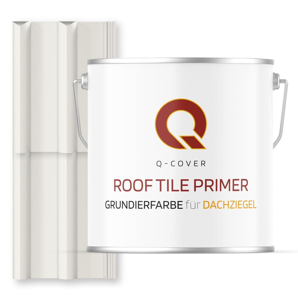 Grundierfarbe für Dachziegel Verkehrsweiß RAL 9016 5 L | wetterfeste Dachbeschichtung | für Ziegel, Beton, Eternit | UV-beständig | Q-COVER