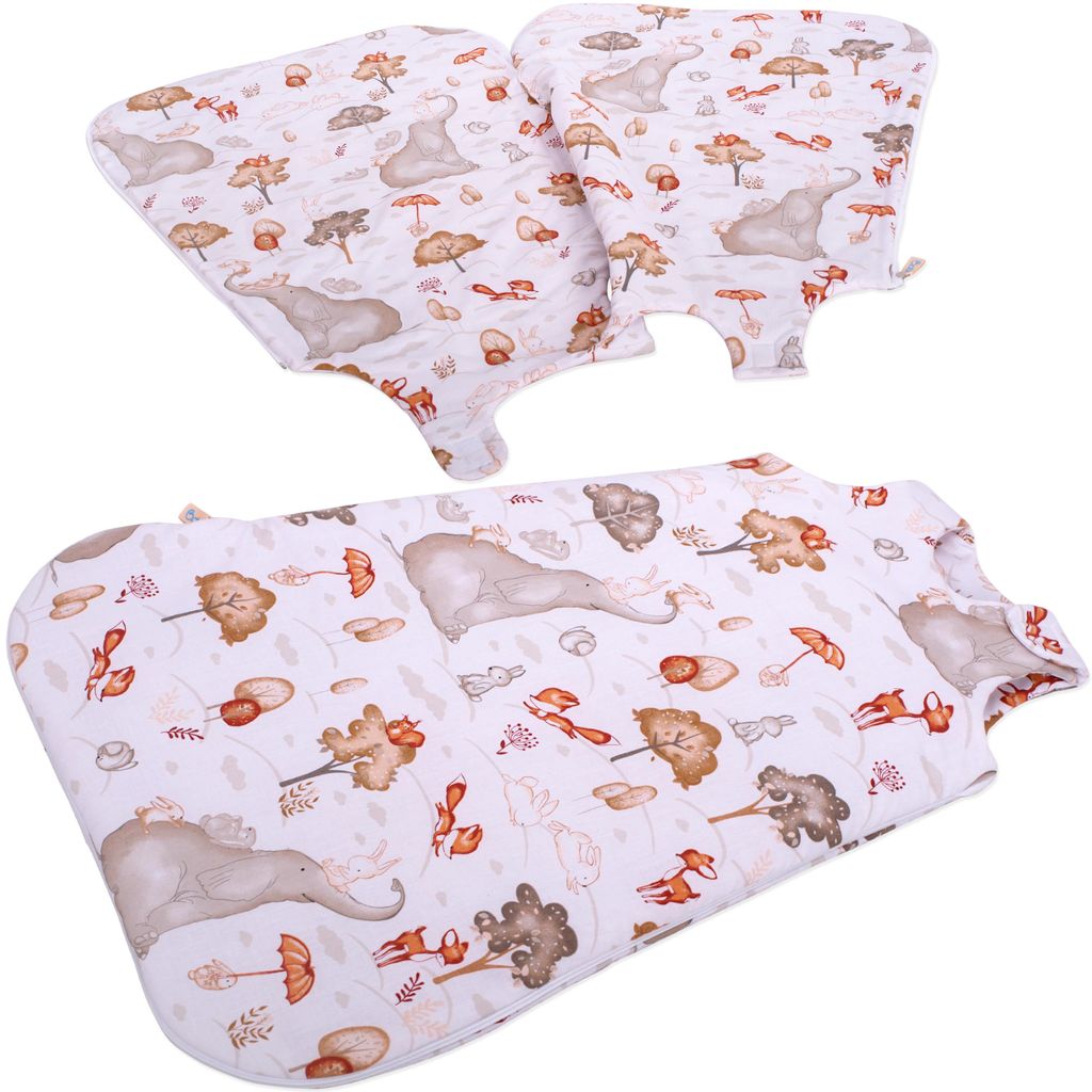 Babyschlafsack BOBO - bis 18 Monate - Baumwolle - Elefant und Freunde