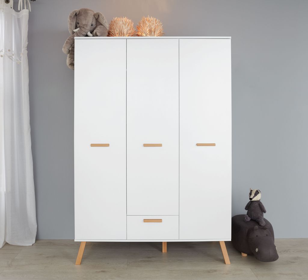 trendteam Babyzimmer Kleiderschrank Mats Weiß Melamin 130 x Produktbild 4
