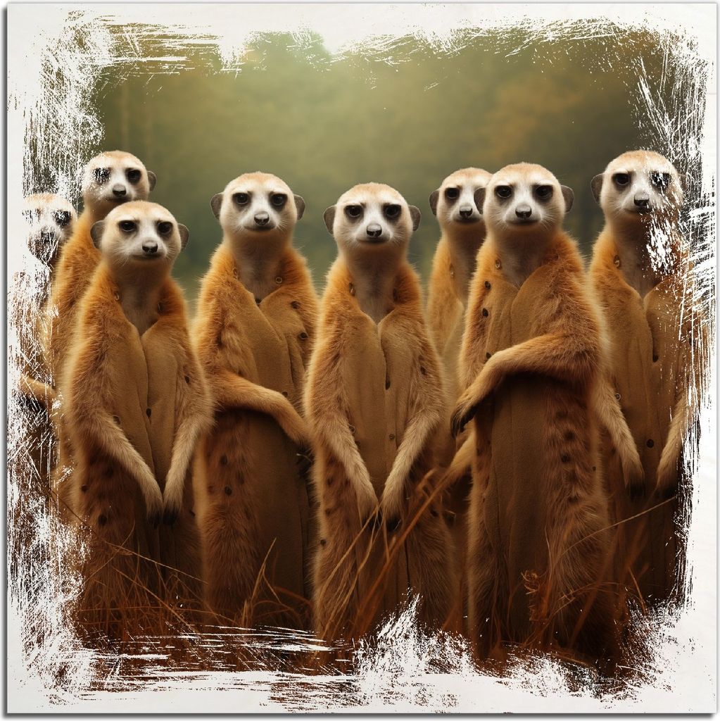 Kunstdrucke Wandbilder Holz in : Brillante Farben, Größe 50 x 50 cm Motiv Safari-Clique