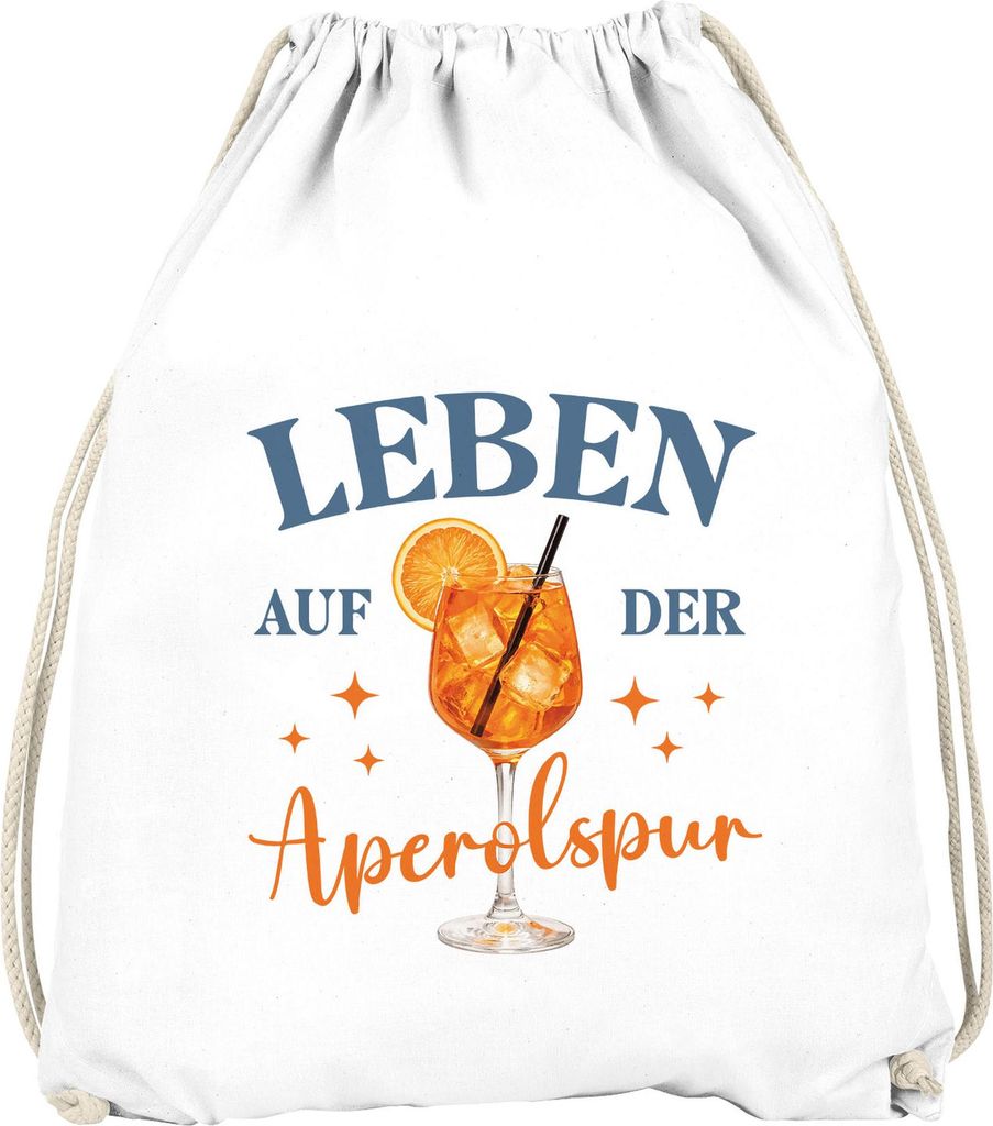Turnbeutel Spruch Lustig - Leben auf der Aperolspur- Gruppenoutfit Gadget Accessoires Party JGA Fasching Karneval Gymbag Moonworks