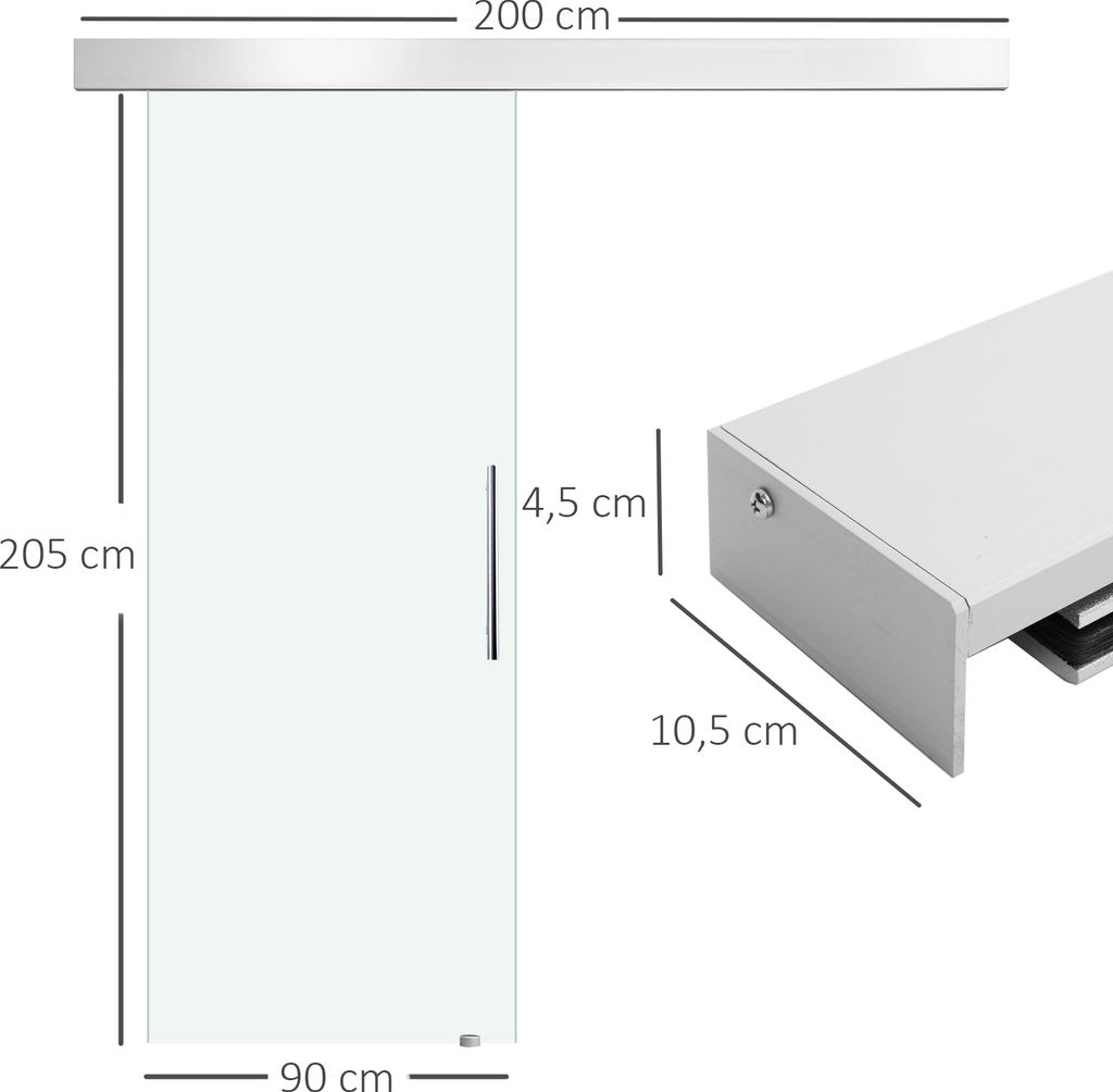 HOMCOM Glasschiebetür Schiebetür Tür Zimmertür mit Produktbild 3