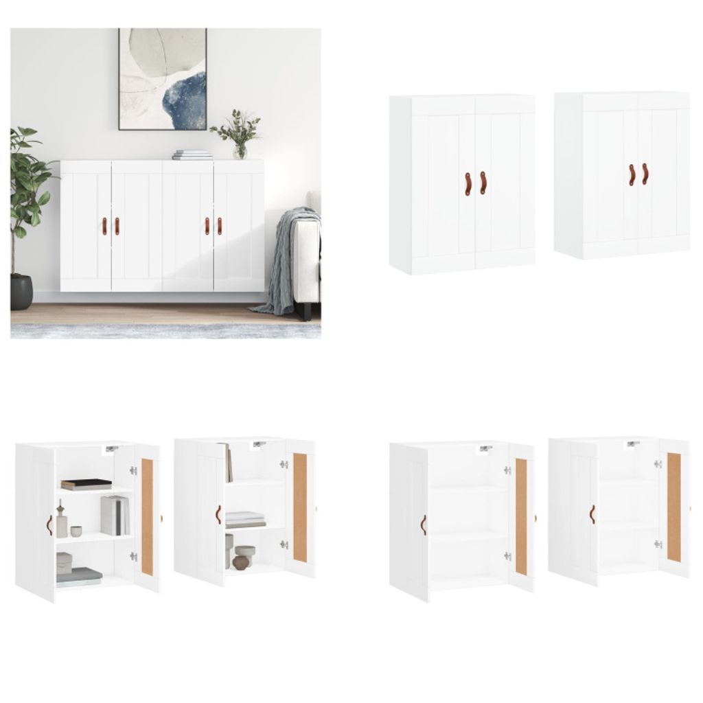 vidaXL Wandschränke 2 Stk. Weiß Holzwerkstoff - Wandschrank - Wandschränke - Schrank - Lagerschrank