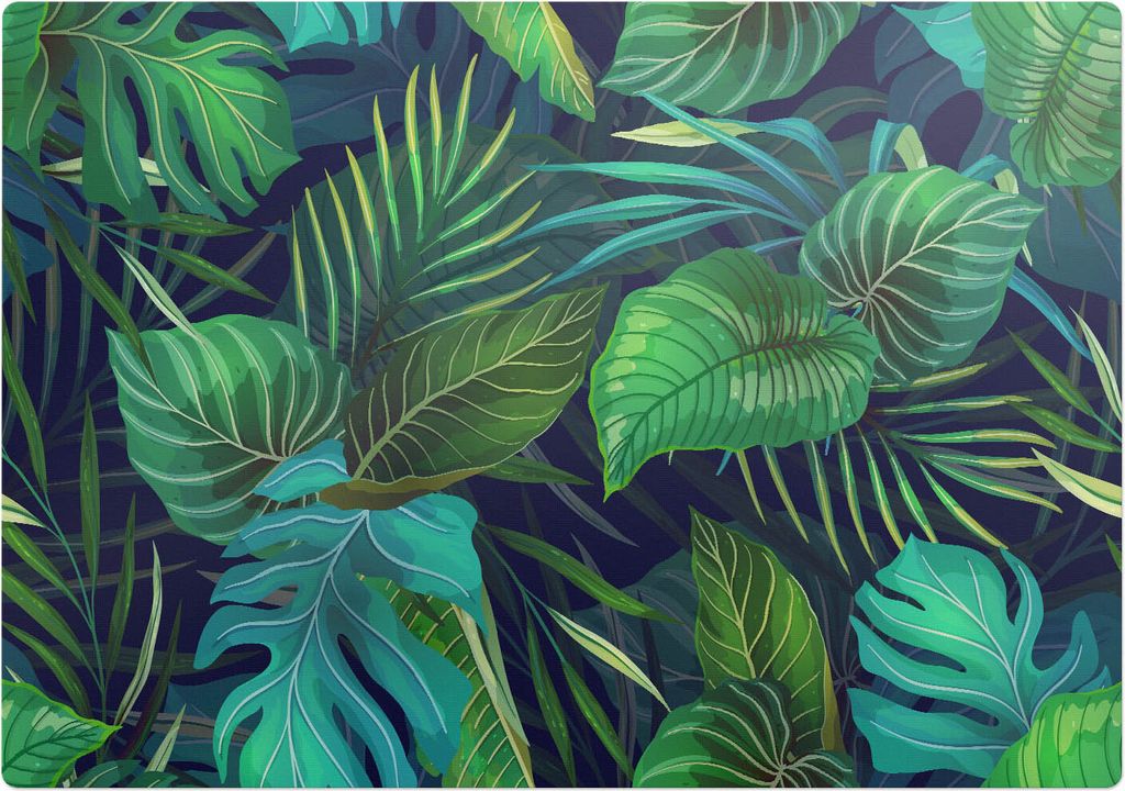Tropische Blätter – Bodenschutzmatte – Rutschfest – Schutzmatte für Büro – Vinylmatte – Stuhlunterlage – 100 x 100 cm