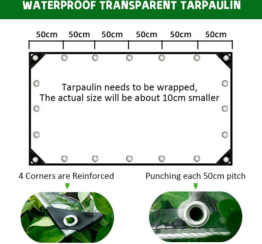 Plane Transparent mit ösen wasserdichte Abdeckplane PVC 450 Produktbild 4