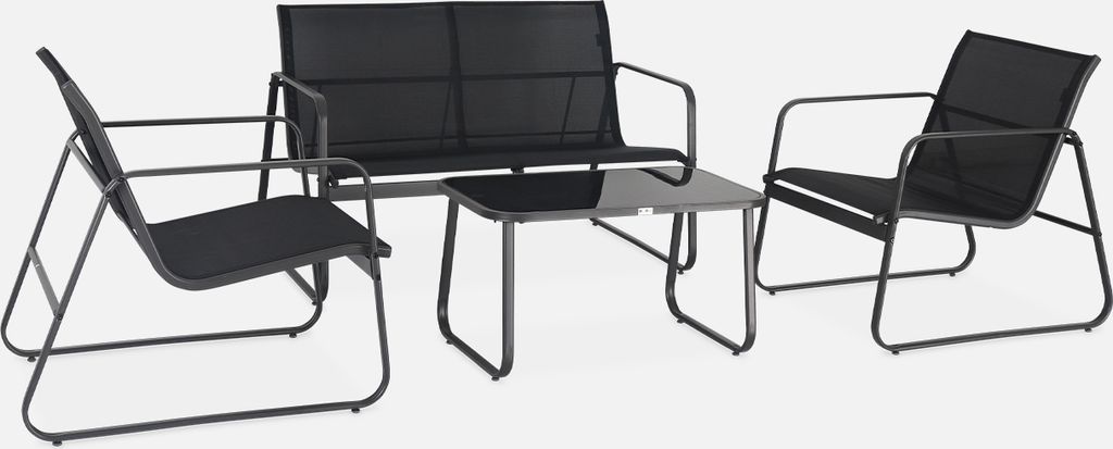 sweeek - Gartenset aus Metall und Textilene für 4 Personen Produktbild 3