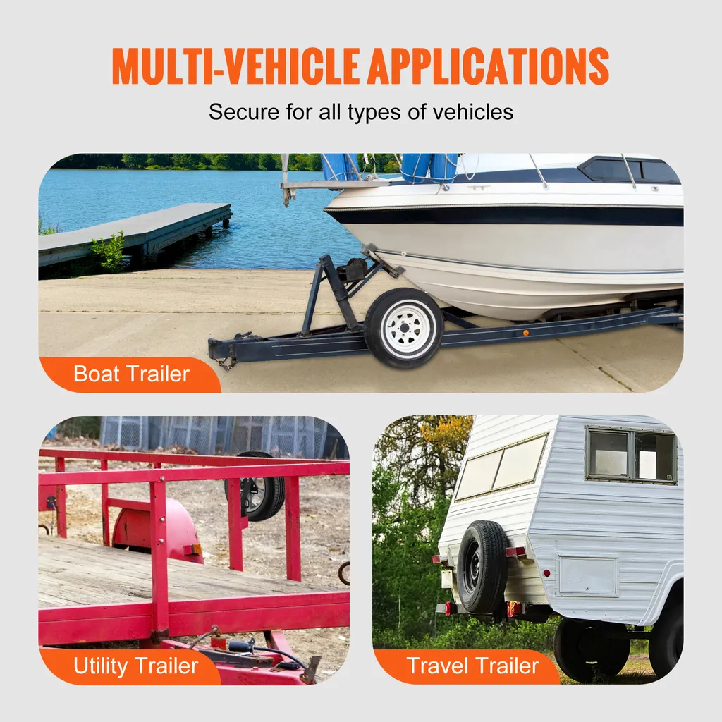 Porte-roue de Secours Universel pour Remorque Utilitaire VEVOR Noir