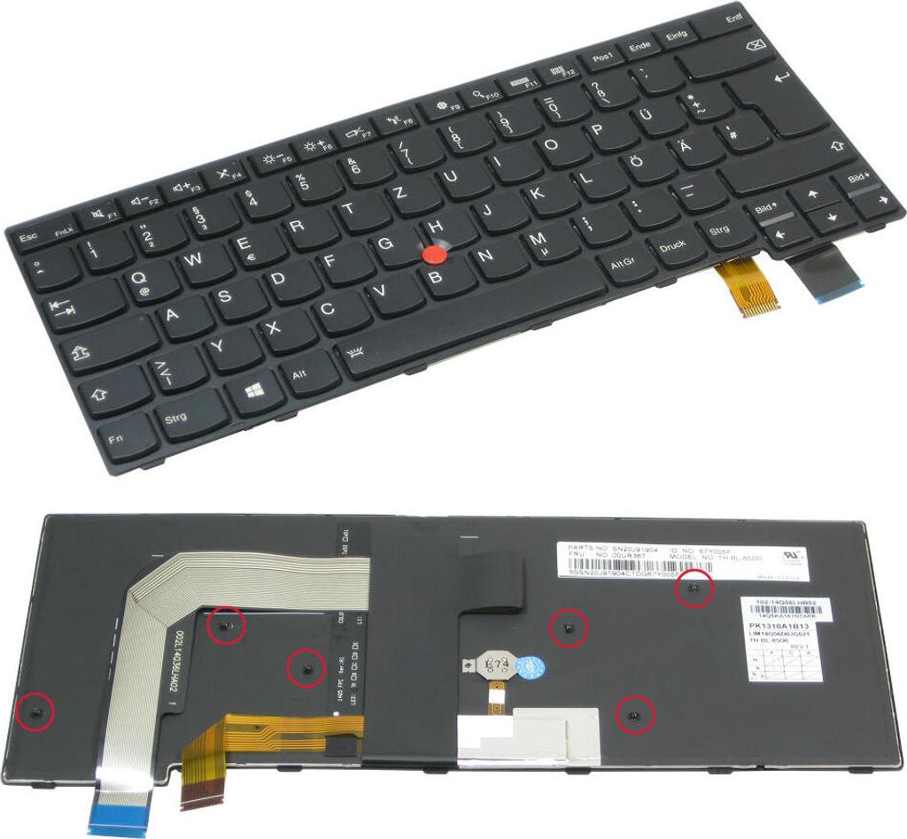 Trade-Shop Original Laptop Tastatur / Notebook Keyboard Deutsch QWERTZ für Lenovo ThinkPad T460P T470P ersetzt 00UR367 00UR407 01EP437 01EP478 01E...