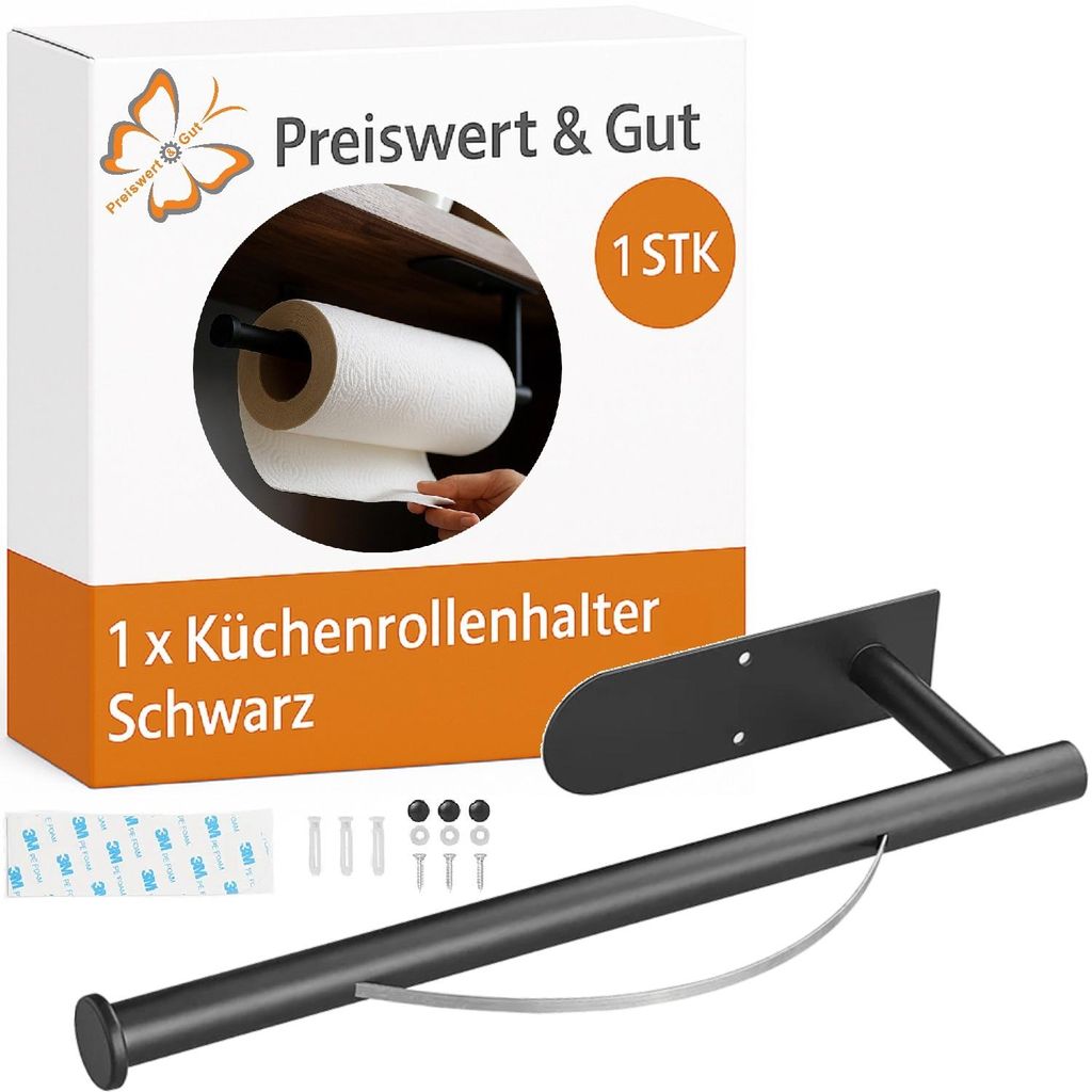 Küchenrollenhalter ohne Bohren mit Abroll-Bremse Premium Produktbild 