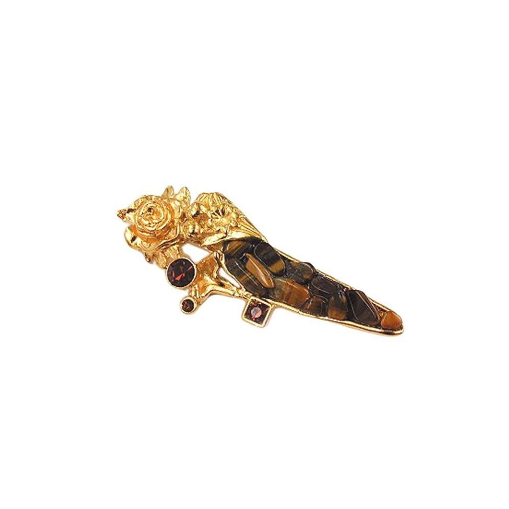 Brosche Anstecknadel 29x74mm tigerbraun goldfarbig braun 29x74mm