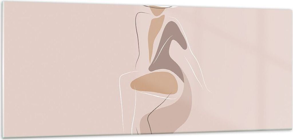 Bilder auf glas - Einteilig - Buntstift Frau Hut - 100x40cm - Glasbilder - Wandbilder - Bilder - zum Aufhängen bereit - Wanddekoration aus Glas - ...