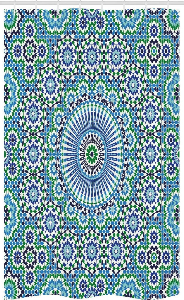 ABAKUHAUS Tenda Doccia Arabo 120x180 cm - Tessuto Antimuffa Azzurro Verde
