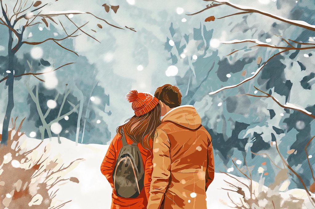 Plakat 30x20cm Zusammen im Schnee