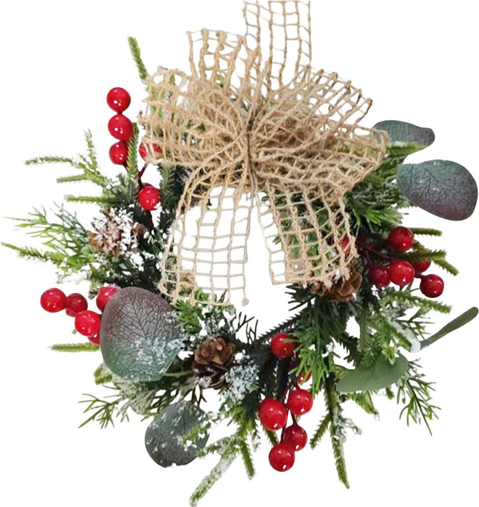 Weihnachts-Schrank-Girlande mit Kiefernnadeln, Beeren und Tannenzapfen für Küchenregale, drinnen und draußen